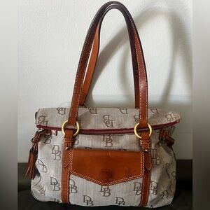 Dooney & Bourke Tan and Brown Shoulder Smith Bag